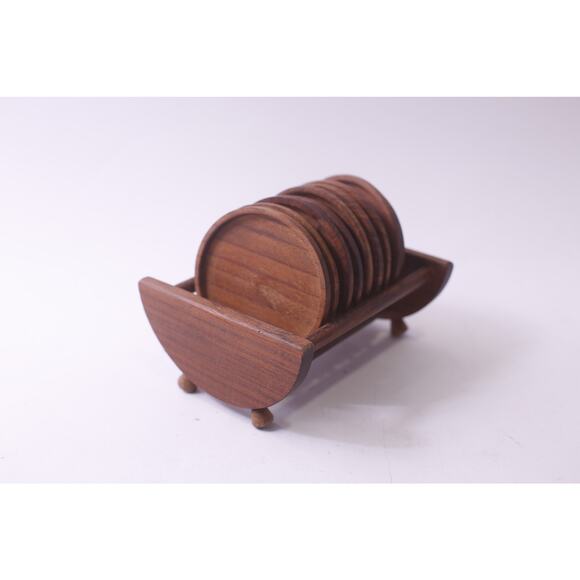 Vintage, Coasters, Red Wood, Round, 3 inches, Barware, Kitchen, ~ 250622-WH 344 - Picture 1 of 4